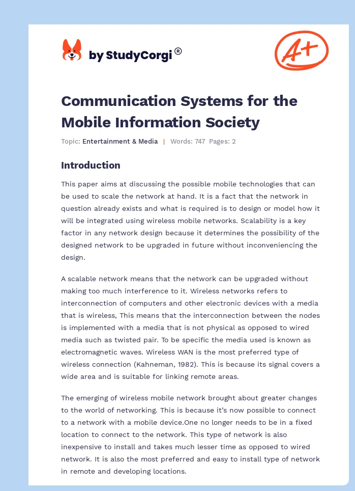 Communication Systems for the Mobile Information Society. Page 1
