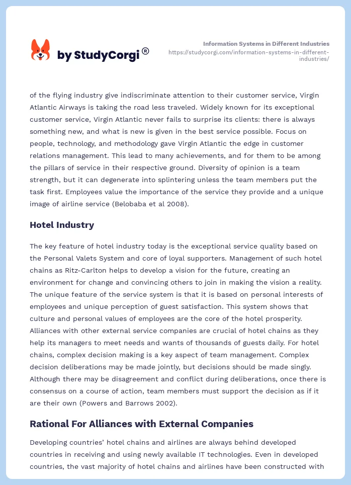 Information Systems in Different Industries. Page 2