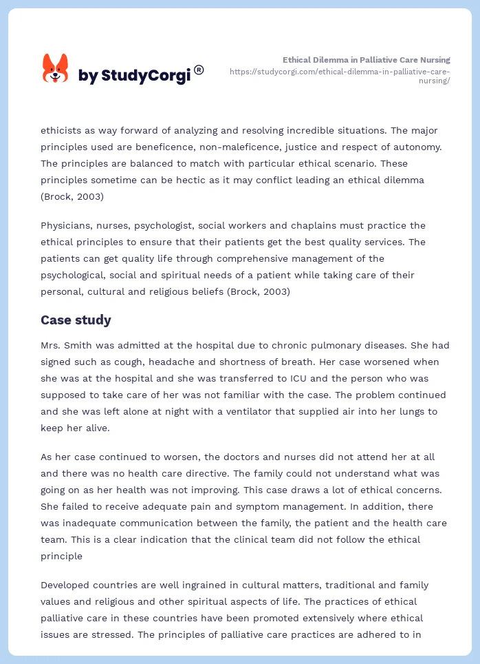 Ethical Dilemma in Palliative Care Nursing. Page 2