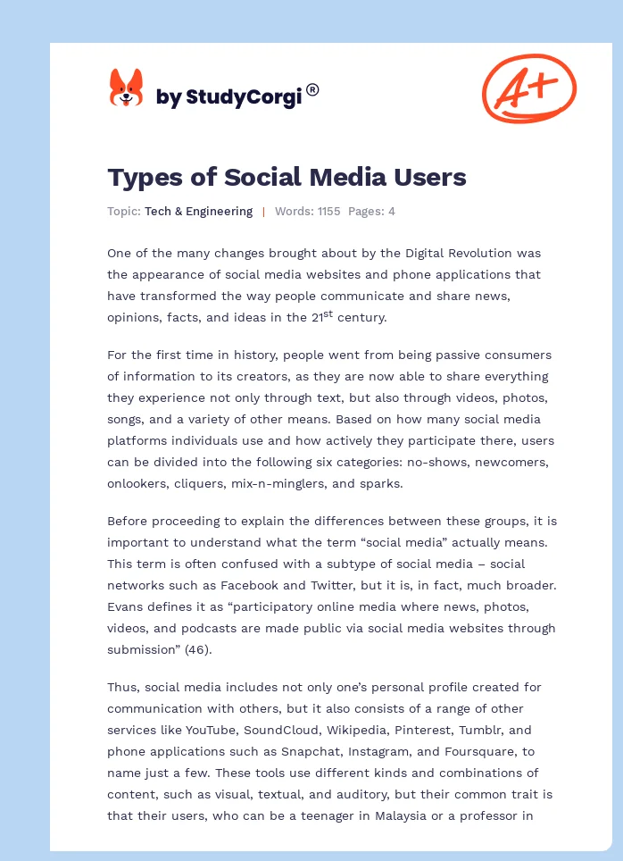 Types of Social Media Users. Page 1