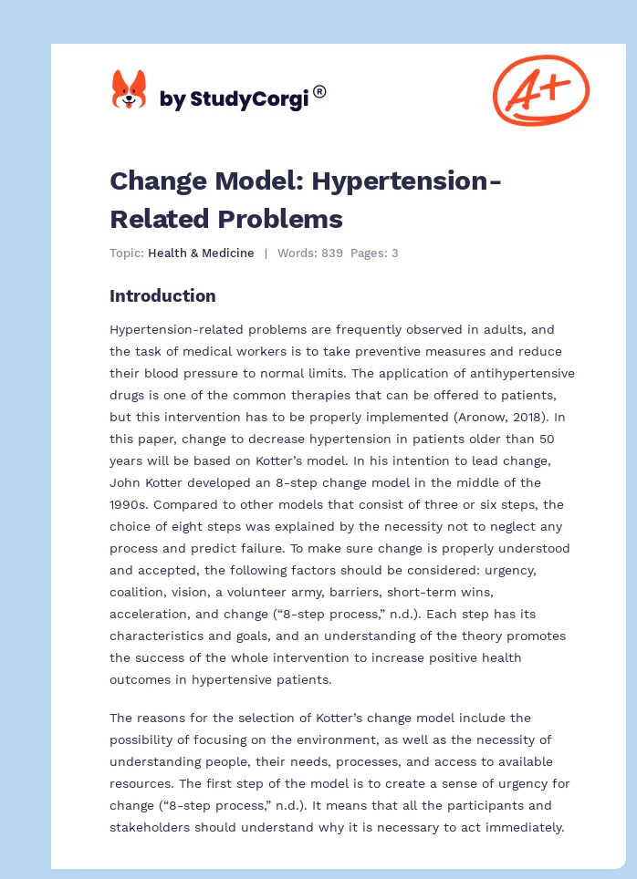 Change Model: Hypertension-Related Problems. Page 1