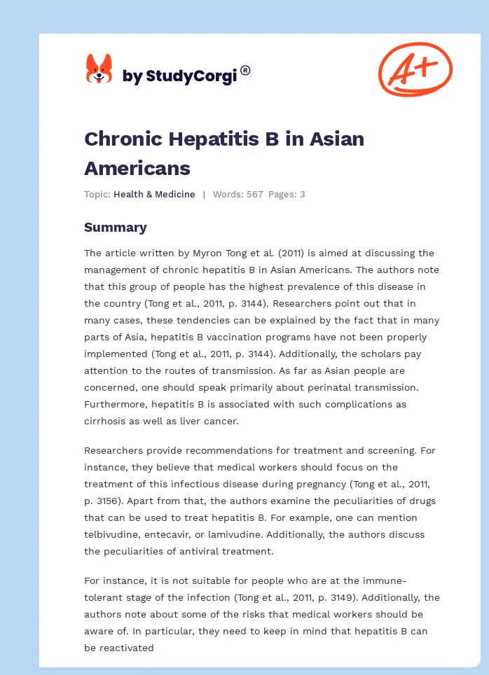 Chronic Hepatitis B in Asian Americans. Page 1