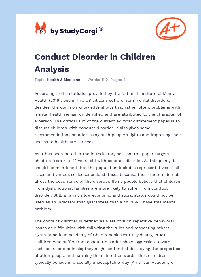 case study of child with conduct disorder