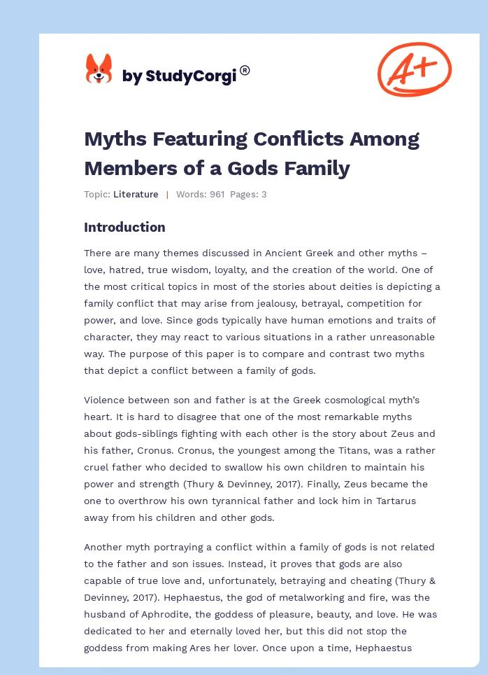 Myths Featuring Conflicts Among Members of a Gods Family. Page 1