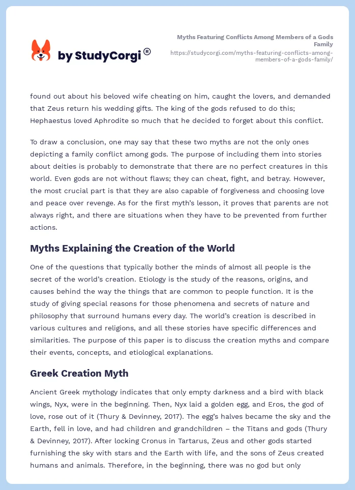 Myths Featuring Conflicts Among Members of a Gods Family. Page 2