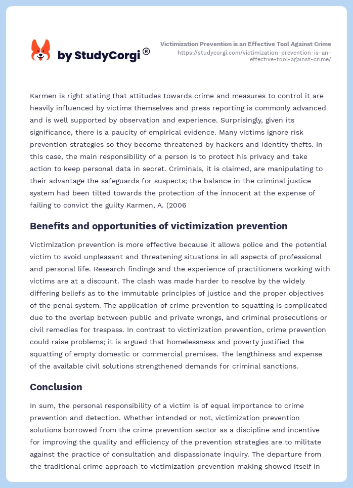 Victimization Prevention is an Effective Tool Against Crime. Page 2