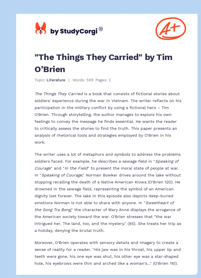 "The Things They Carried" by Tim O’Brien. Page 1