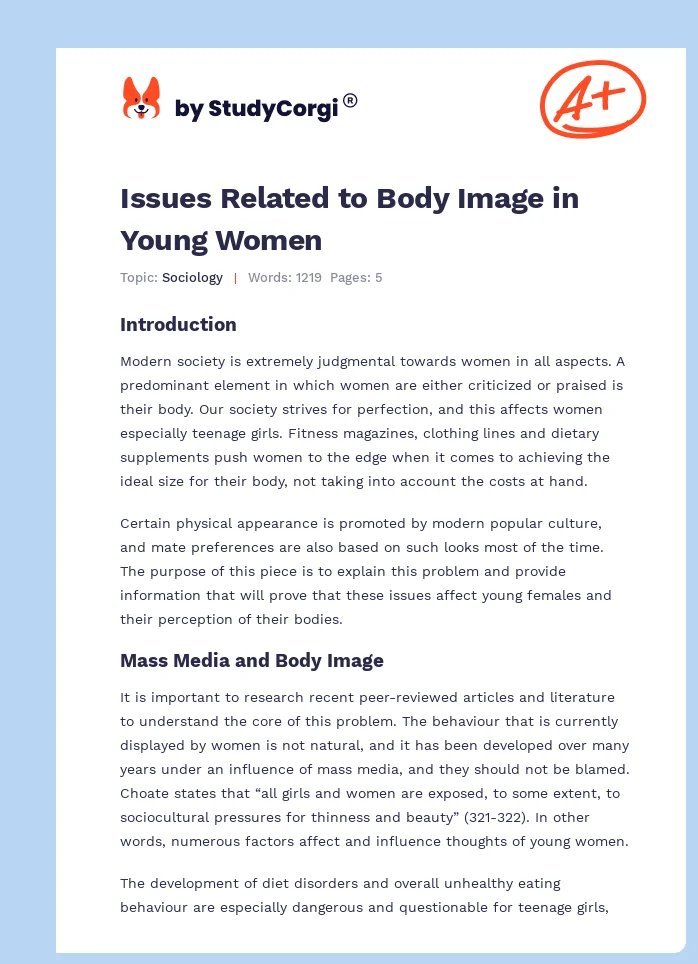Issues Related to Body Image in Young Women. Page 1