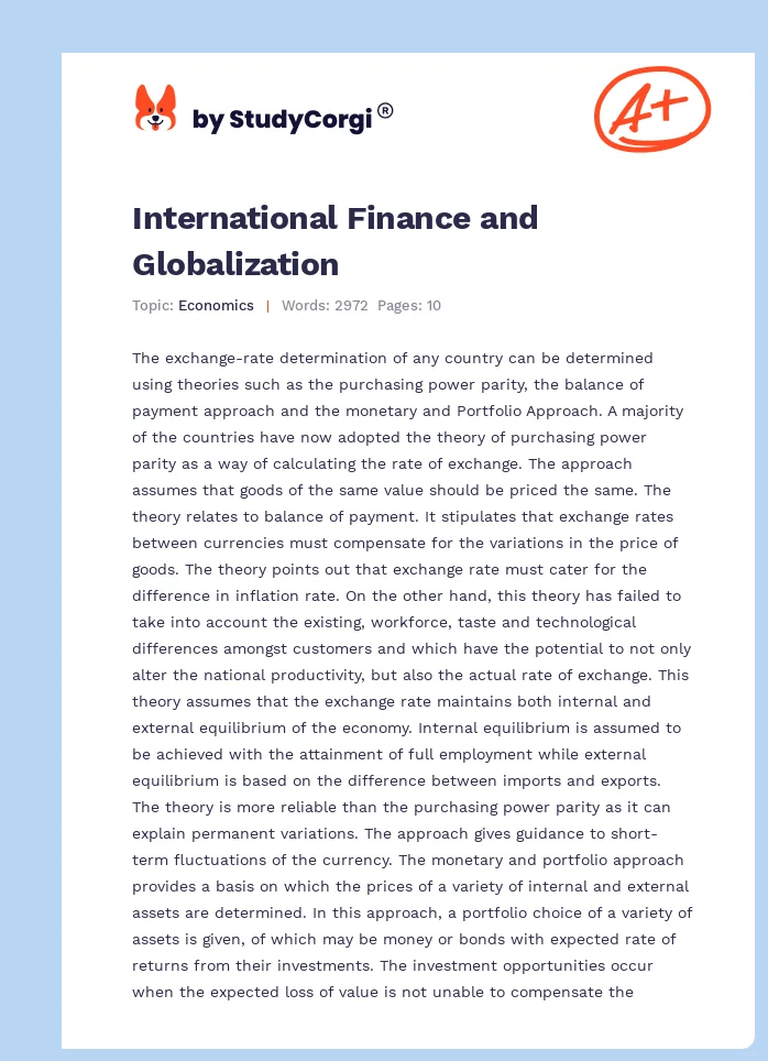 International Finance and Globalization. Page 1