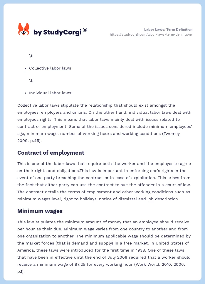 Labor Laws: Term Definition. Page 2