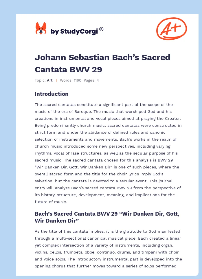 Johann Sebastian Bach’s Sacred Cantata BWV 29. Page 1