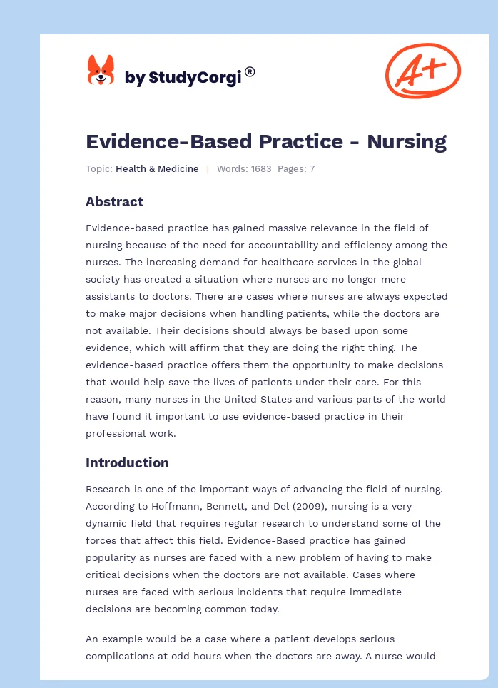 Evidence-Based Practice - Nursing. Page 1