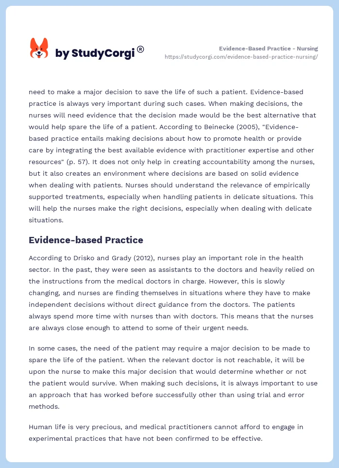 Evidence-Based Practice - Nursing. Page 2