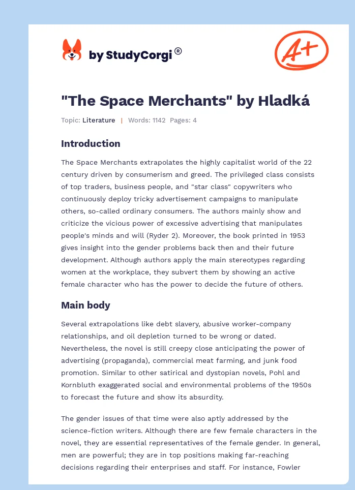 "The Space Merchants" by Hladká. Page 1