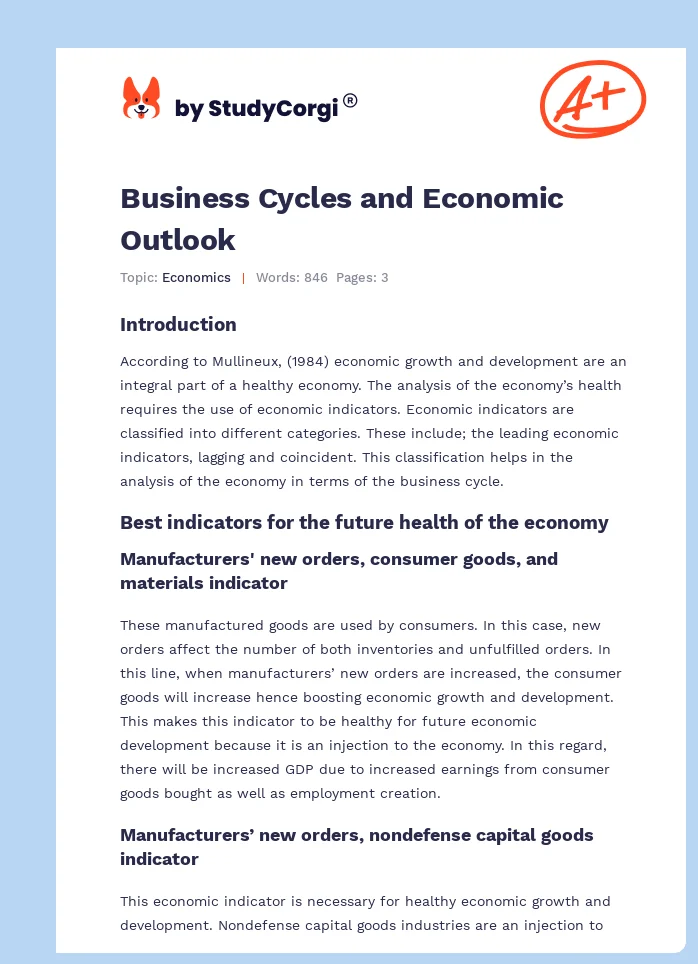 Business Cycles and Economic Outlook. Page 1