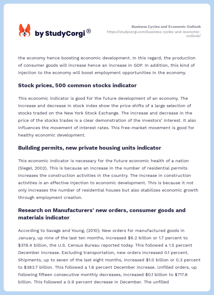 Business Cycles and Economic Outlook. Page 2