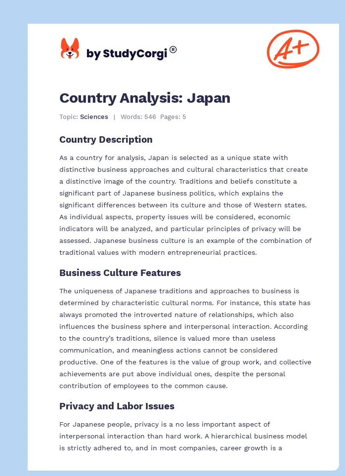 Country Analysis: Japan. Page 1