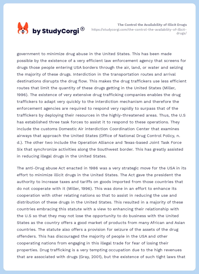 The Control the Availability of Illicit Drugs. Page 2