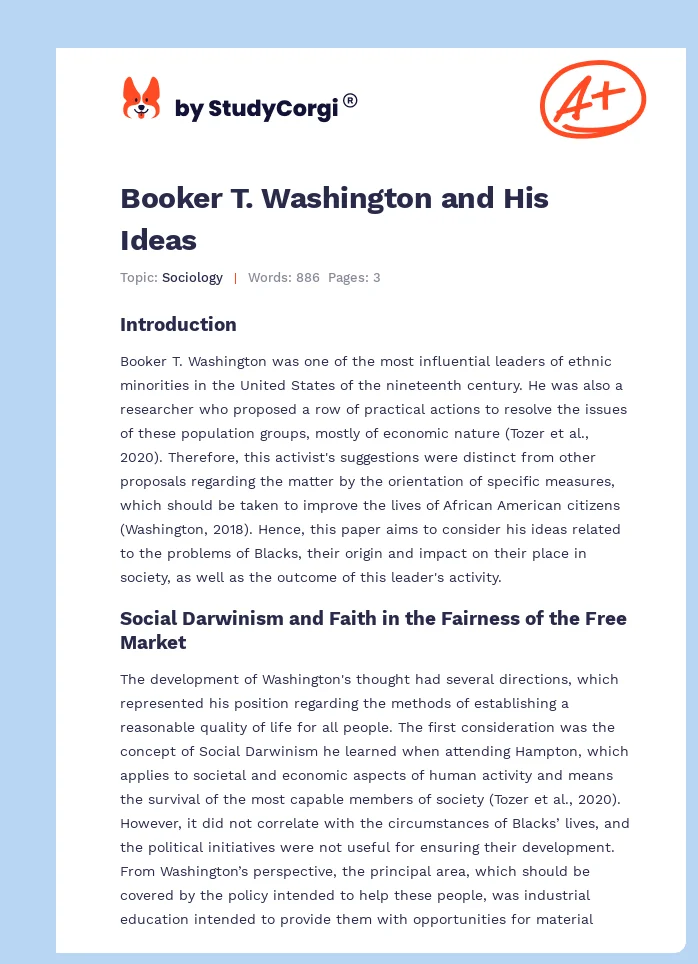 Booker T. Washington and His Ideas. Page 1