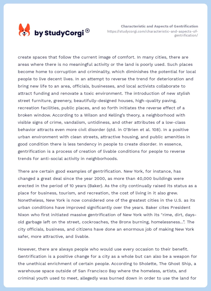 Characteristic and Aspects of Gentrification. Page 2