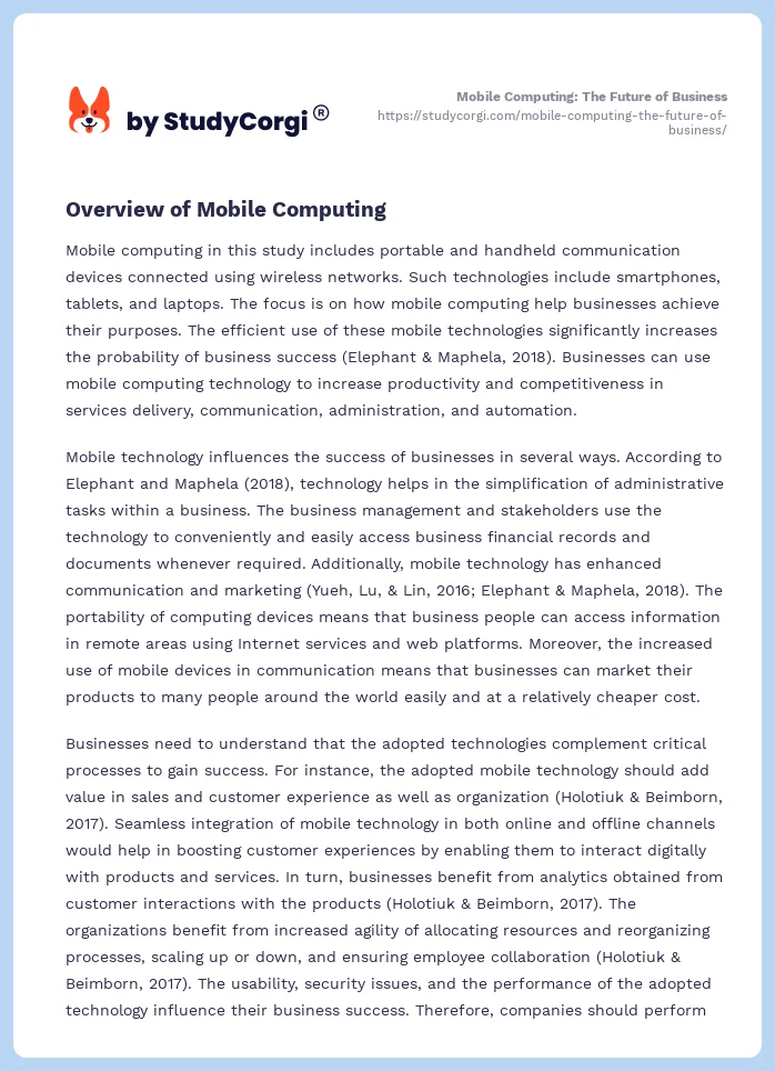 Mobile Computing: The Future of Business. Page 2