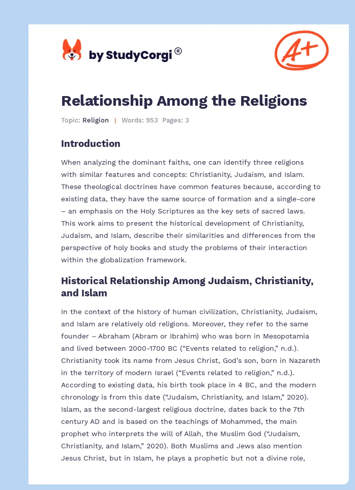 Relationship Among the Religions. Page 1