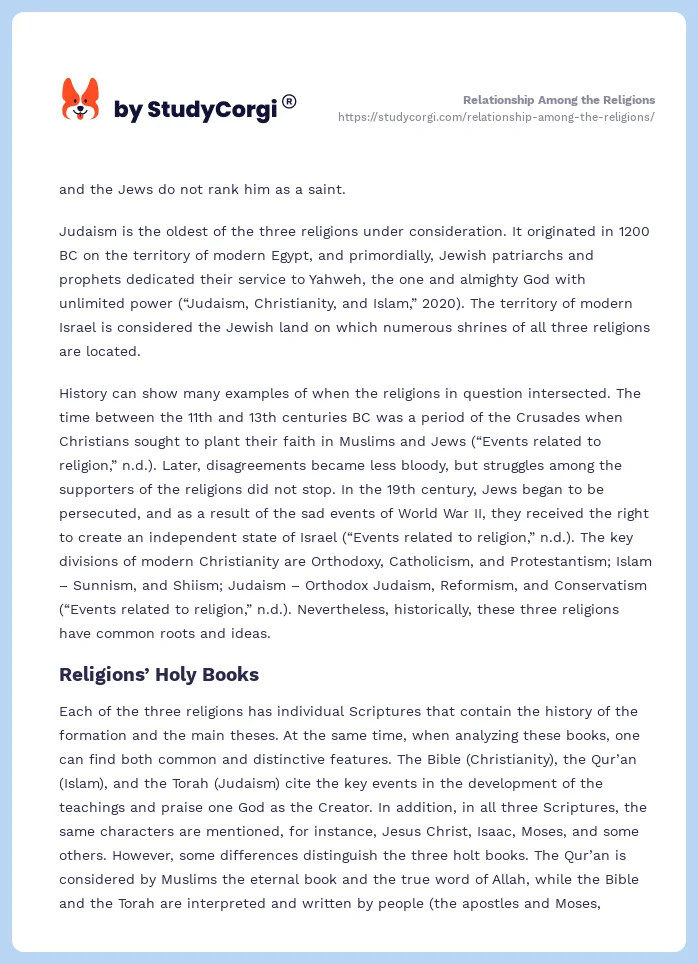 Relationship Among the Religions. Page 2