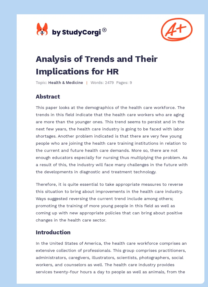 Analysis of Trends and Their Implications for HR. Page 1