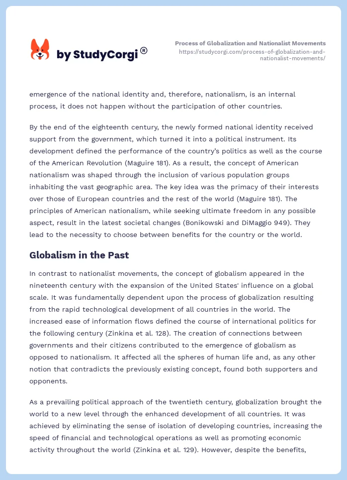 Process of Globalization and Nationalist Movements. Page 2