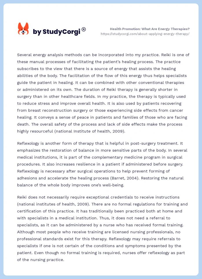 Health Promotion: What Are Energy Therapies?. Page 2