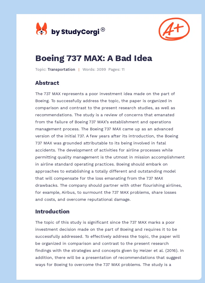 Boeing 737 MAX: A Bad Idea. Page 1