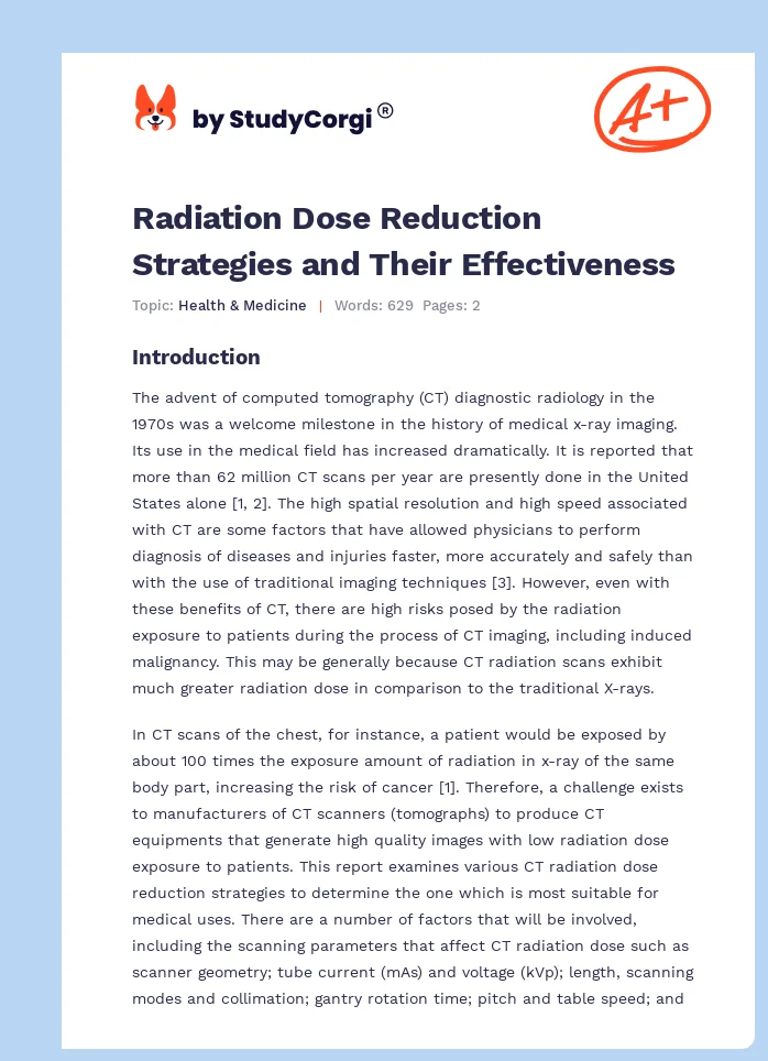 Radiation Dose Reduction Strategies and Their Effectiveness. Page 1