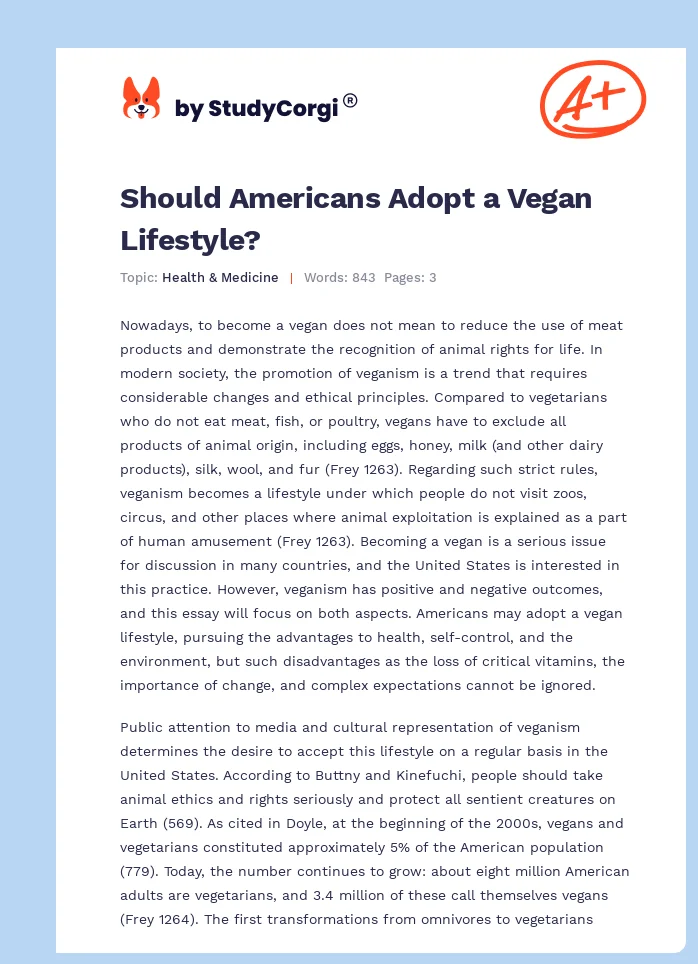 Should Americans Adopt a Vegan Lifestyle?. Page 1