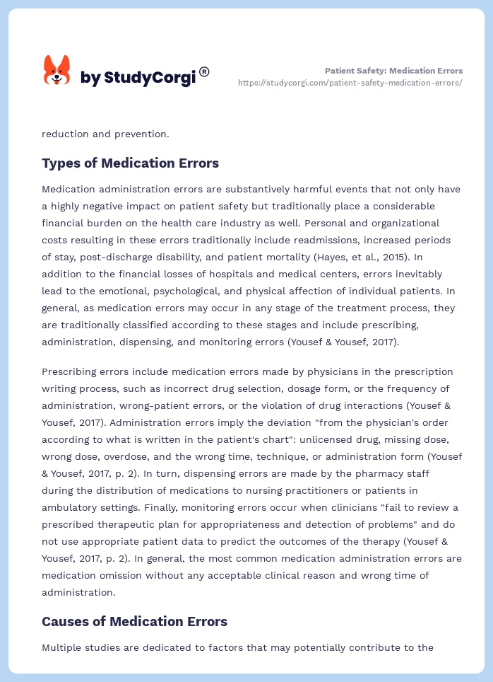 Patient Safety: Medication Errors. Page 2