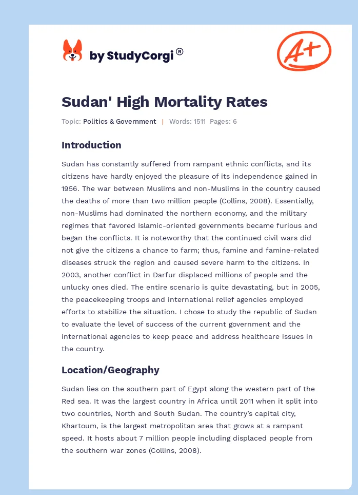 Sudan' High Mortality Rates. Page 1