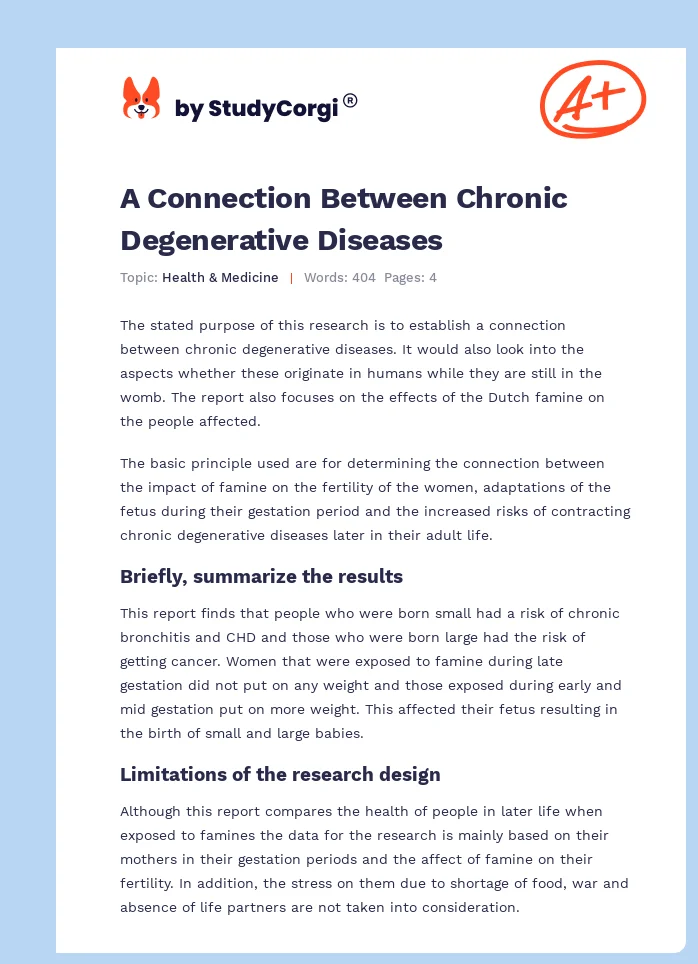 A Connection Between Chronic Degenerative Diseases. Page 1