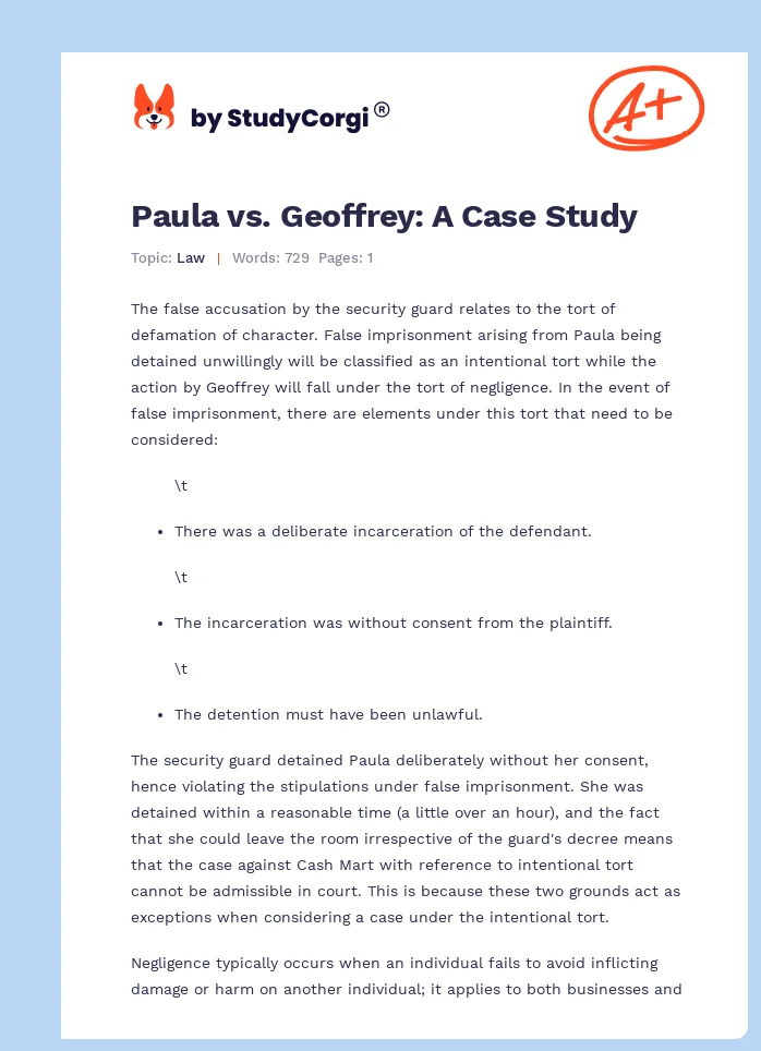 Paula vs. Geoffrey: A Case Study. Page 1