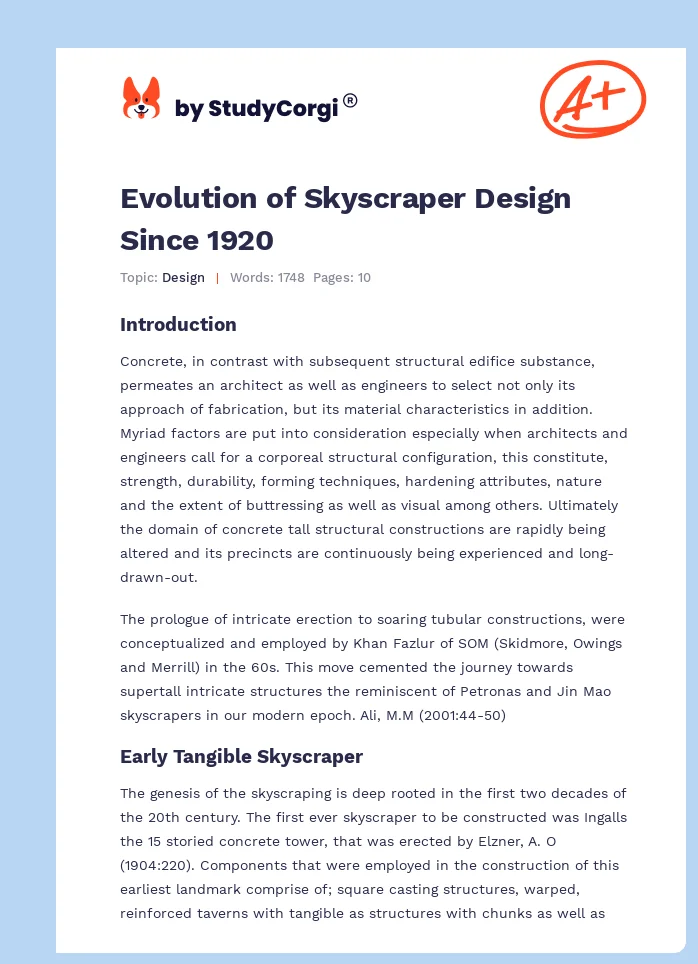 Evolution of Skyscraper Design Since 1920. Page 1