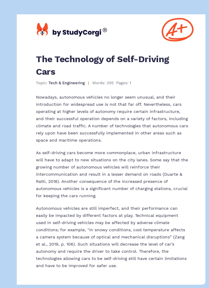 The Technology of Self-Driving Cars. Page 1