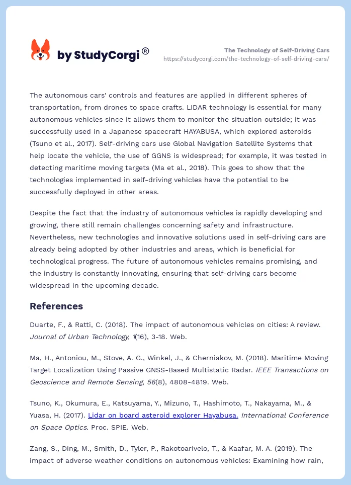 The Technology of Self-Driving Cars. Page 2