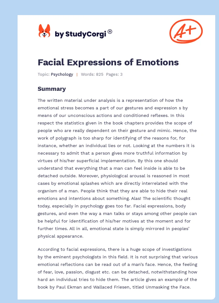 Facial Expressions of Emotions. Page 1