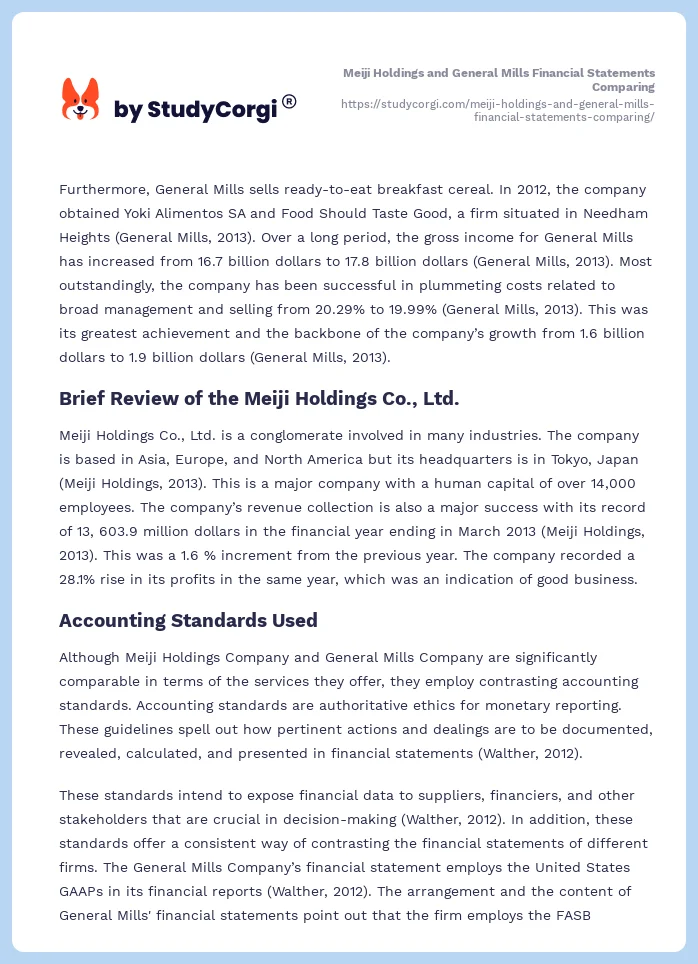 Meiji Holdings and General Mills Financial Statements Comparing. Page 2