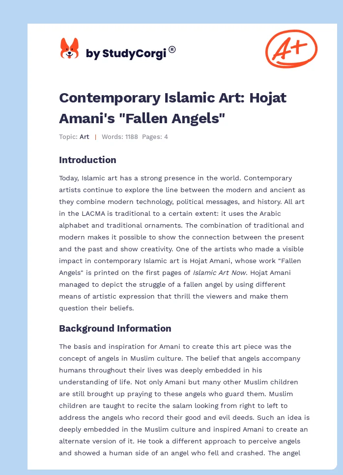 Contemporary Islamic Art: Hojat Amani's "Fallen Angels". Page 1
