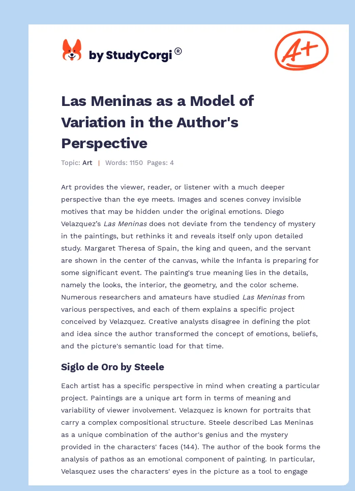 Las Meninas as a Model of Variation in the Author's Perspective. Page 1