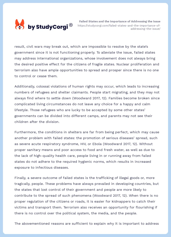Failed States and the Importance of Addressing the Issue. Page 2
