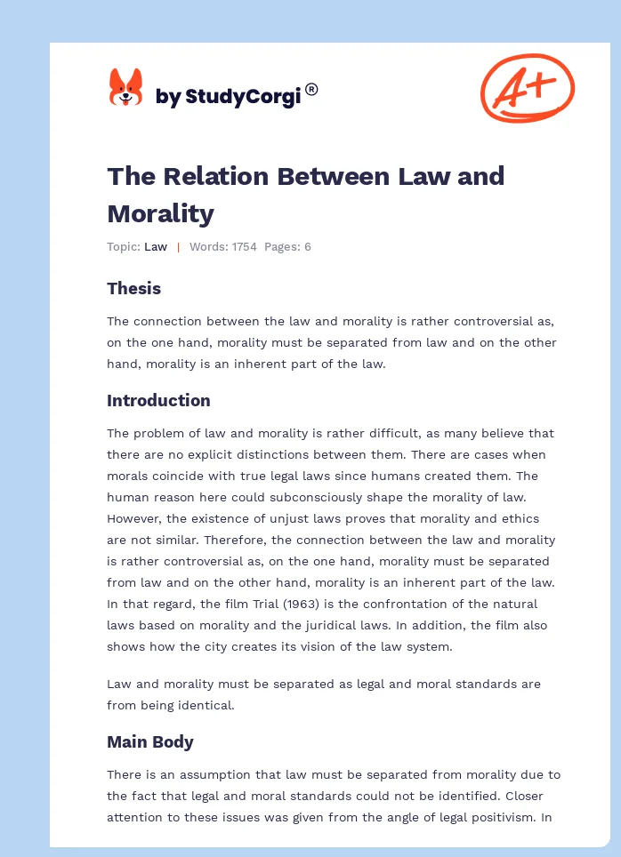 The Relation Between Law and Morality. Page 1