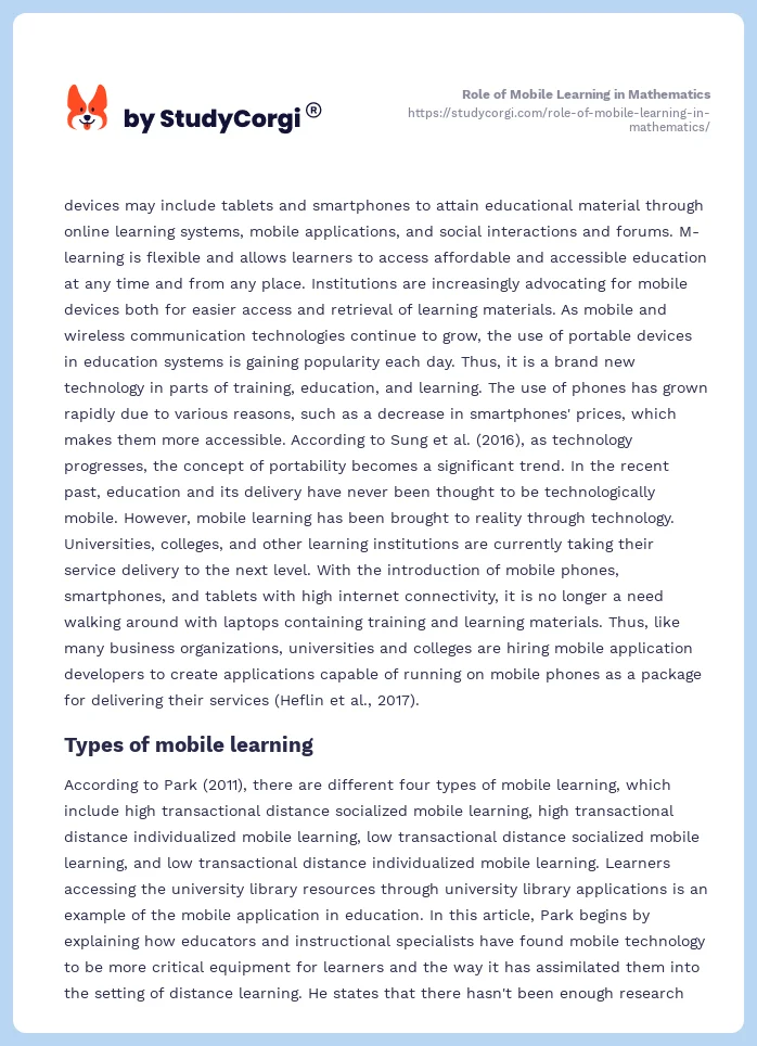 Role of Mobile Learning in Mathematics. Page 2