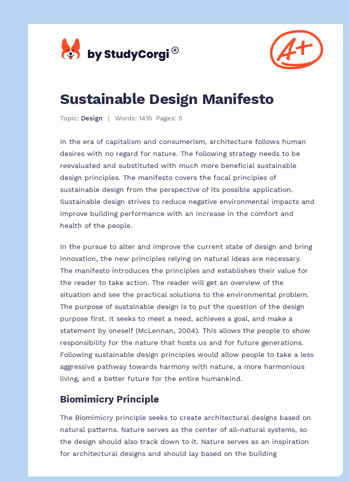 Sustainable Design Manifesto. Page 1