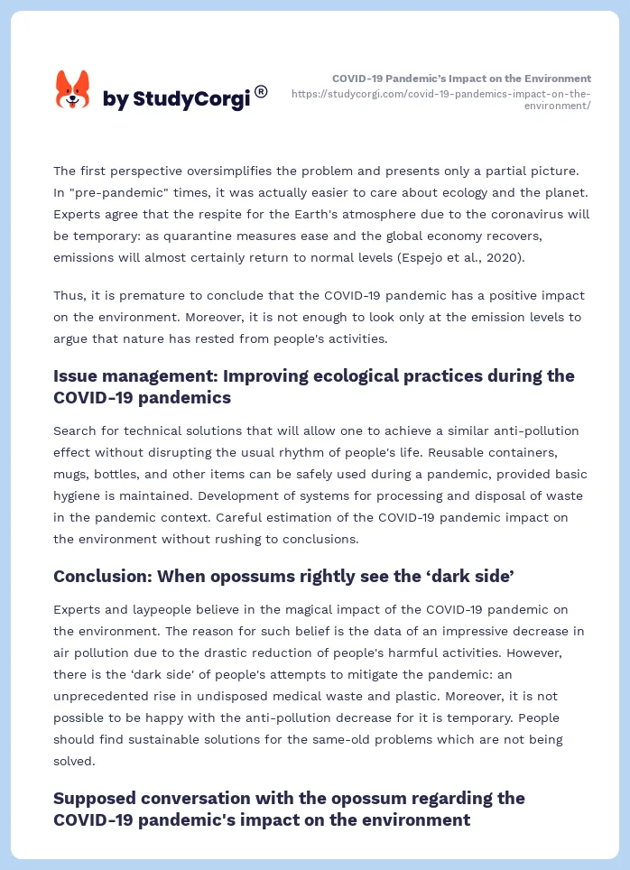 COVID-19 Pandemic’s Impact on the Environment. Page 2