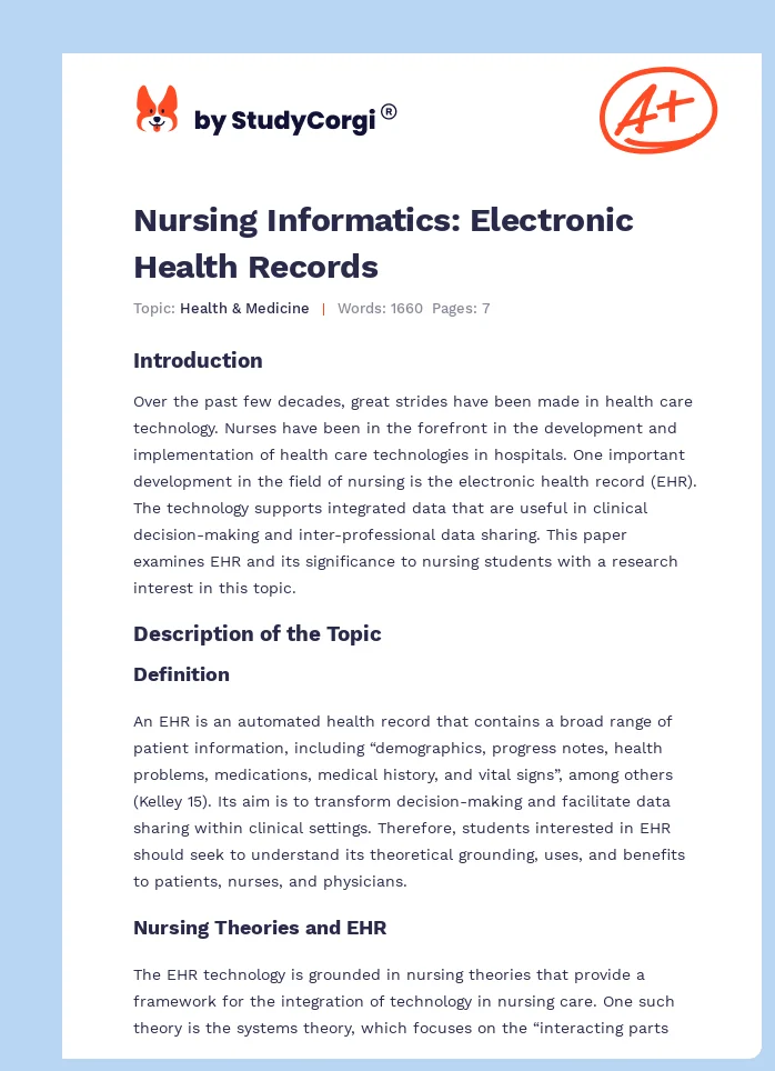 Nursing Informatics: Electronic Health Records. Page 1